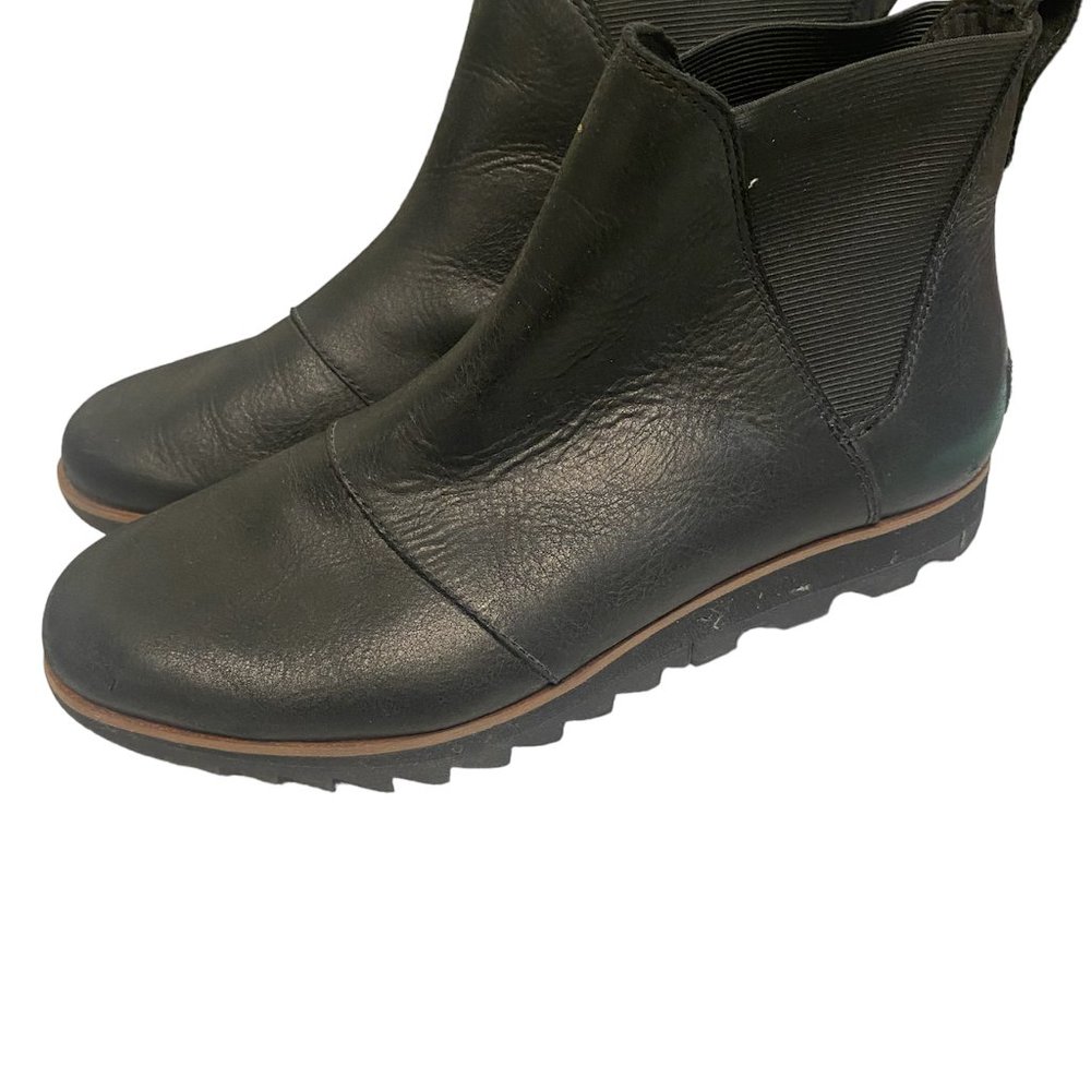 Sorel Harlow Chelsea black ankle Boots Black Leather Womens 8.5